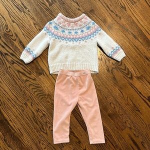 Mayoral fair isle sweater and velour leggings.  Toddler girls